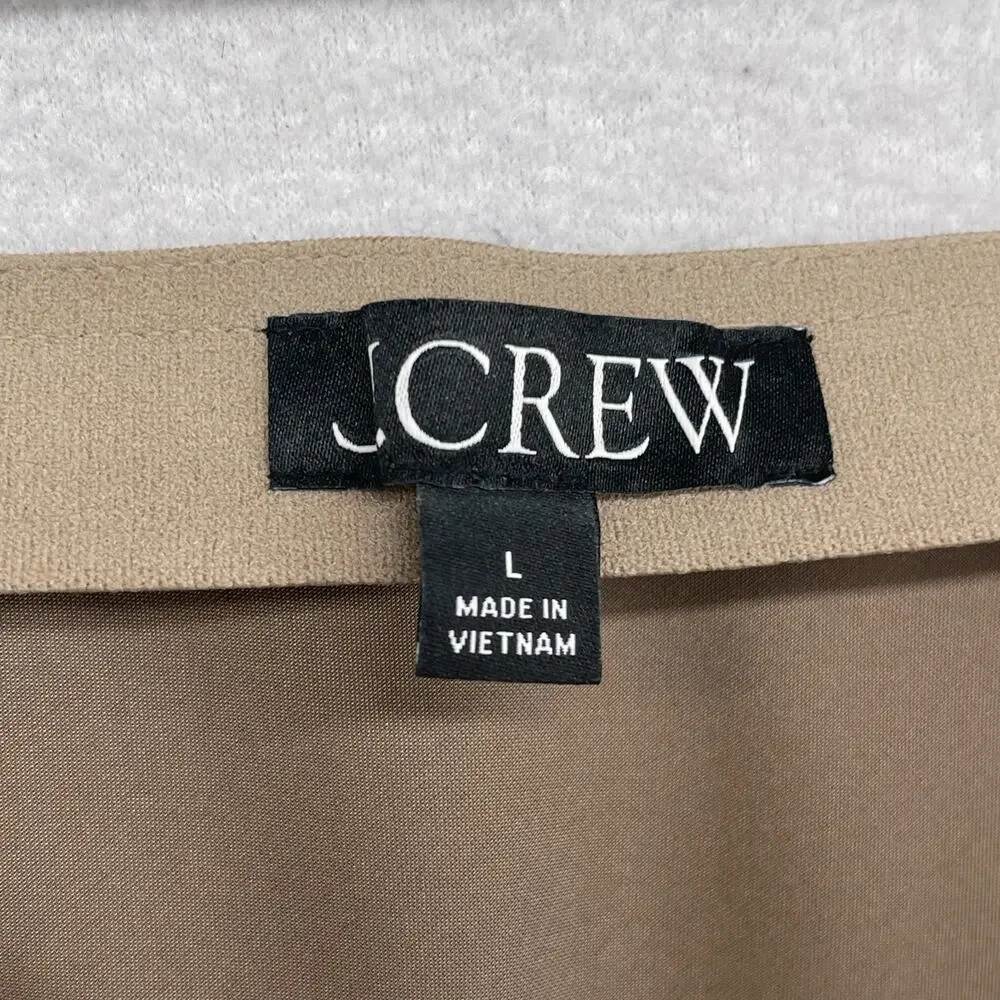 J.CREW Skirt L Gwyneth Slip Satin Bias A-Line Midi High Waist Taupe Beige